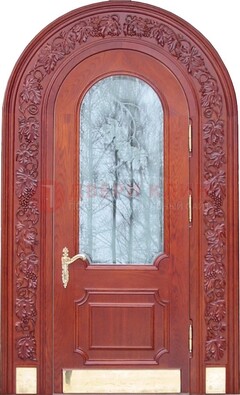 Толстая металлическая арочная дверь со стеклом ДА-20 в Петрозаводске
