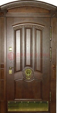 Хорошая стальная арочная дверь с декоративным элементом ДА-23 в Твери