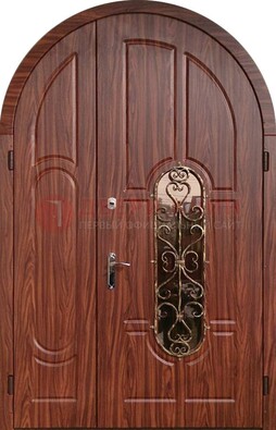 Арочная двухстворчатая стальная дверь Винорит ДА-54 в Твери