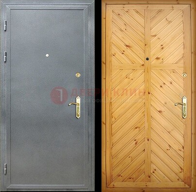 Серая металлическая дверь с евровагонкой ДЕ-12 в Твери