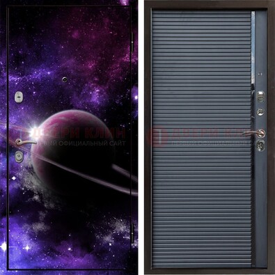 Черная металлическая дверь с фотопечатью ДФ-20 в Твери