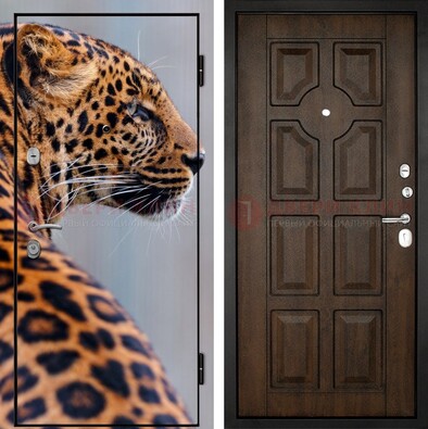 Металлическая дверь с фотопечатью леопарда ДФ-26 в Твери