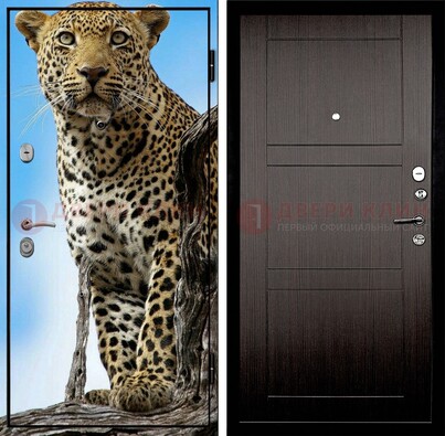 Железная дверь с рисунком гепарда снаружи ДФ-27 в Твери
