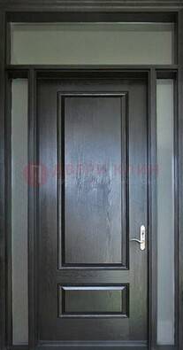 Черная металлическая дверь с фрамугами и стеклом ДФГ-24 в Твери