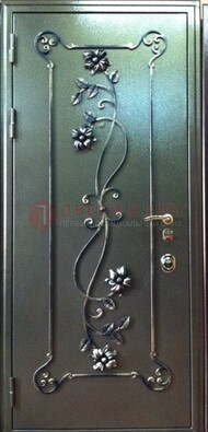 Железная дверь с ковкой с порошковым напылением ДК-15 в дом в Твери