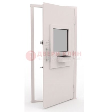 Белая металлическая дверь в кассу с нитроэмалью ДКС-4 в Твери