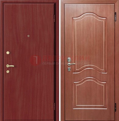 Красная металлическая дверь с ламинатом МДФ внутри ДЛ-8 в Твери