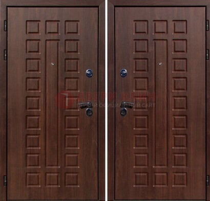Коричневая железная дверь с МДФ снаружи ДМ-113 в Луге