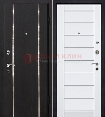 Черная входная дверь с МДФ и декоративными вставками ДМ-143 в Твери