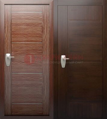 Коричневая железная дверь с МДФ ДМ-165 в каркасный дом в Твери