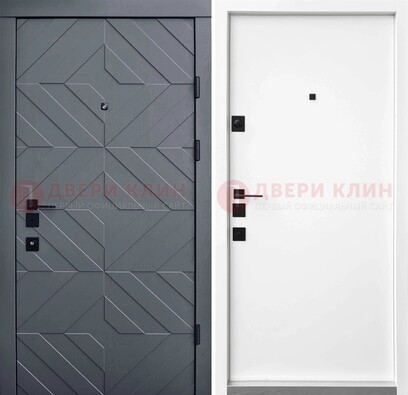 Темная уличная дверь с филенчатой МДФ внутри ДМ-205 в Твери