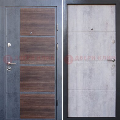 Серая железная дверь коричневой вставкой МДФ ДМ-211 в Твери