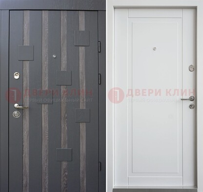Черная металлическая дверь c МДФ и стеклом ДМ-231 в Твери