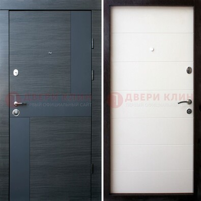 Черная стальная дверь c МДФ в молочном цвете ДМ-235 в Твери