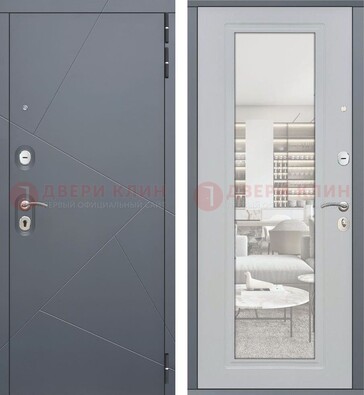 Железная белая дверь c МДФ Орех тисненый ДМ-244 в Твери