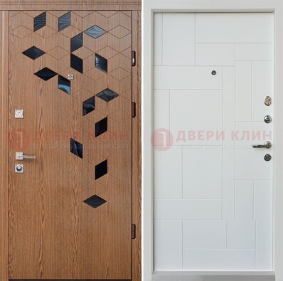 Металлическая белая дверь c МДФ Махагон ДМ-256 в Белгороде