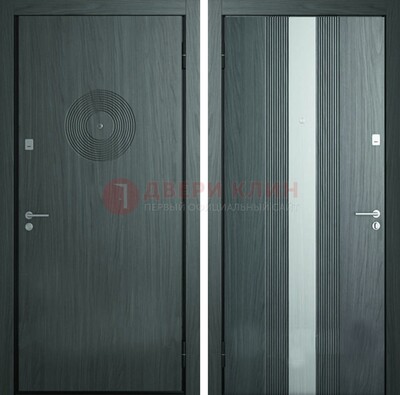 Темная железная дверь с МДФ и декоративной вставкой ДМ-25 в Белгороде