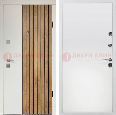 Белая с коричневой вставкой филенчатая дверь МДФ ДМ-278 в Ставрополе