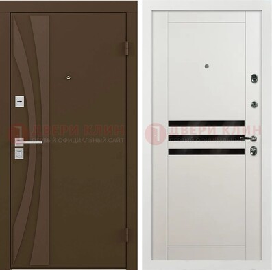 Темная стальная коричневая дверь с МДФ панелями ДМ-293 в Твери