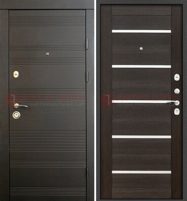 Металлическая входная дверь Темный орех с МДФ Шоколад со стелеком ДМ-301 в Твери