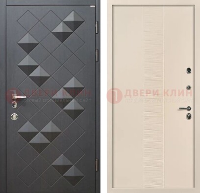 Темная металлическая дверь с МДФ в цвете Махагон ДМ-319 в Твери