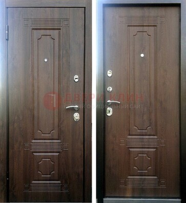 Коричневая металлическая дверь с МДФ ДМ-32 на дачу в Твери