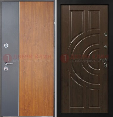 Стальная темная филенчатая дверь со светлой МДФ ДМ-331 в Твери
