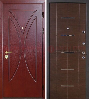 Темно-красная железная дверь с МДФ ДМ-370 в Твери