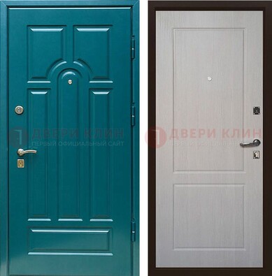 Синяя железная дверь с МДФ в квартиру ДМ-396 в Твери