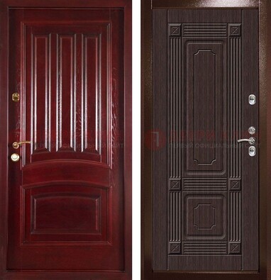 Красная стальная дверь с филенчатой МДФ ДМ-398 в Липецке