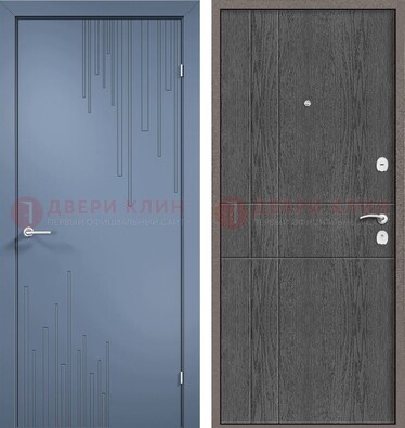 Синяя металлическая дверь МДФ в квартиру ДМ-434 в Твери