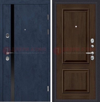 Синяя входная дверь МДФ с обеих сторон ДМ-473 в Твери