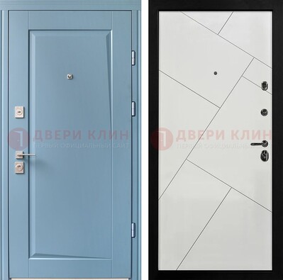 Синяя железная дверь с МДФ панелями ДМ-491 в Твери