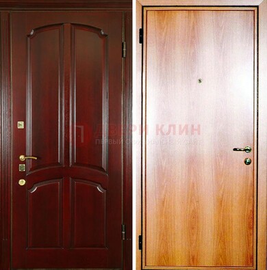 Темная железная дверь с массивом дуба ДМД-13 в Твери