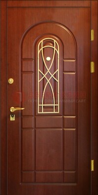 Коричневая входная дверь с массивом дуба с рисунком ДМД-33 в Твери