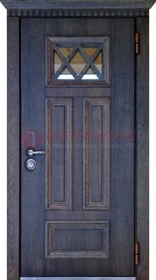 Железная дверь с массивом и стеклом с филенкой ДМД-70 в Пензе