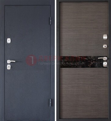 Черная железная дверь с порошковым напылением МДФ внутри ДП-114 в Твери