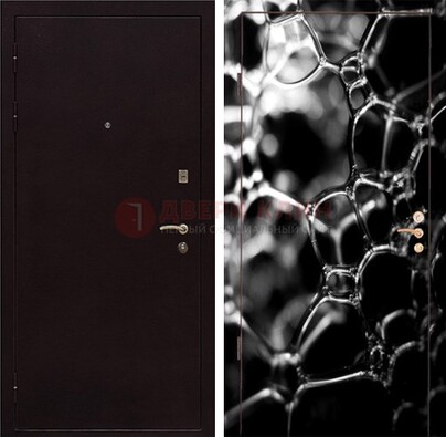 Черная стальная дверь с порошковым окрасом с фотопечатью ДП-158 в Твери