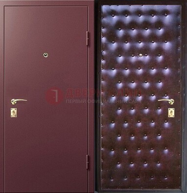 Бордовая железная дверь с порошковым напылением ДП-177 в Чебоксарах