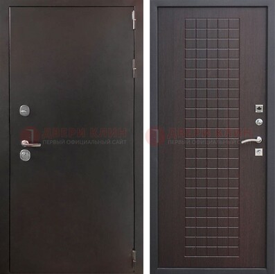 Железная дверь с порошковым покрытием Антик медь/Темный орех ДП-222 в Твери