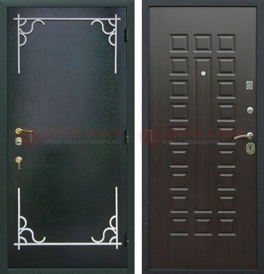 Темная входная дверь с порошковым покрытием и МДФ венге ДП-223 в Твери