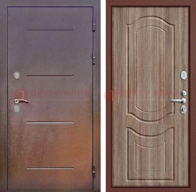 Стальная дверь с порошковым покрытием с коричневой МДФ ДП-226 в Твери
