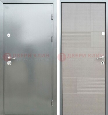 Металлическая серая дверь с порошковым покрытием и МДФ Белый ясень ДП-250 в Белгороде