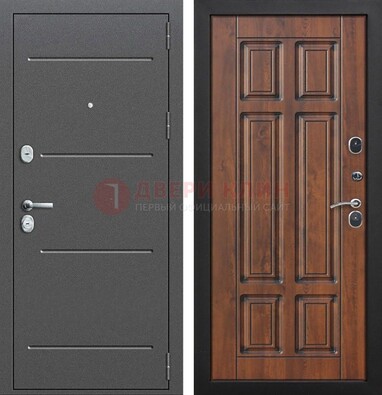Стальная дверь с порошковым покрытием Антик серебро и филенчатой МДФ ДП-267 в Твери