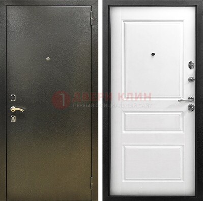 Входная дверь Темное серебро с порошковым напылением и белой МДФ ДП-272 в Твери