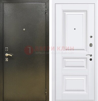 Железная темно-серая дверь с порошковым напылением и белой МДФ ДП-274 в Белгороде