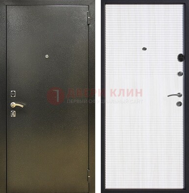 Стальная темно-серая дверь с порошковой отделкой и МДФ Белый ясень ДП-279 в Твери