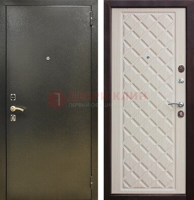 Темно-серая железная дверь с порошковым покрытием и филенчатой МДФ ДП-289 в Белгороде