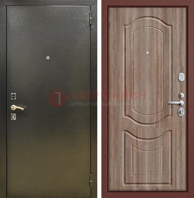 Темно-серая входная дверь с порошковым покрытием и коричневая МДФ ДП-290 в Твери