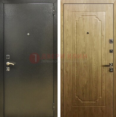 Темно-серая входная дверь с порошковым покрытием и МДФ Золотой дуб ДП-291 в Твери